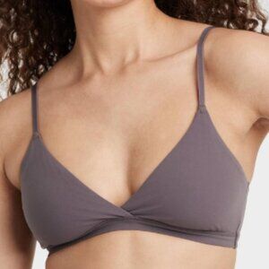 Auden Luxe Stretch Unlined Triangle Bralette Mauve Gray  Small